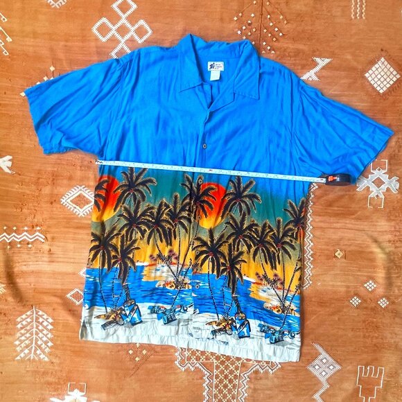 Vintage Waikiki Wear Hawaiian Shirt – Tropical Sunset & Palm Print, Size L - Picture 2 of 4